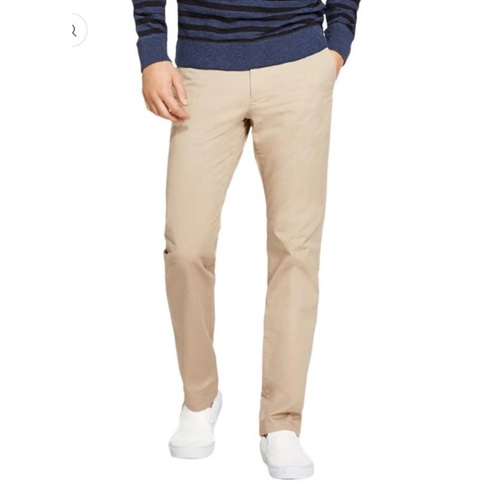 Bonobos Mems Pants 38x33 Beige Stretch Washed‎ Chinos Khaki Preppy Slim Straight